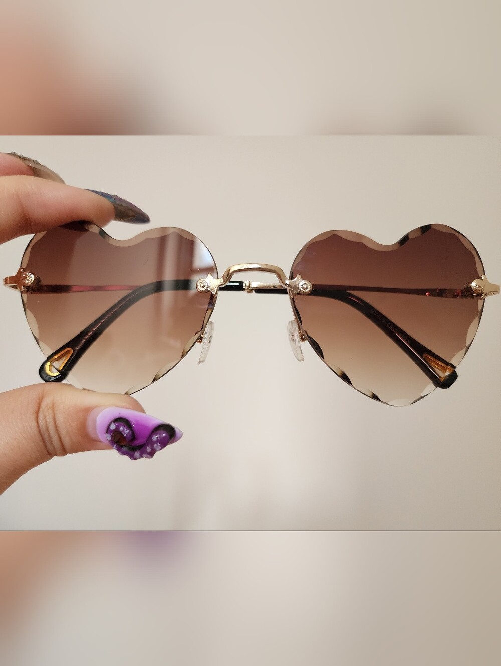 Women's Gold-Trim Brown Gradient Rimless Sunglasses